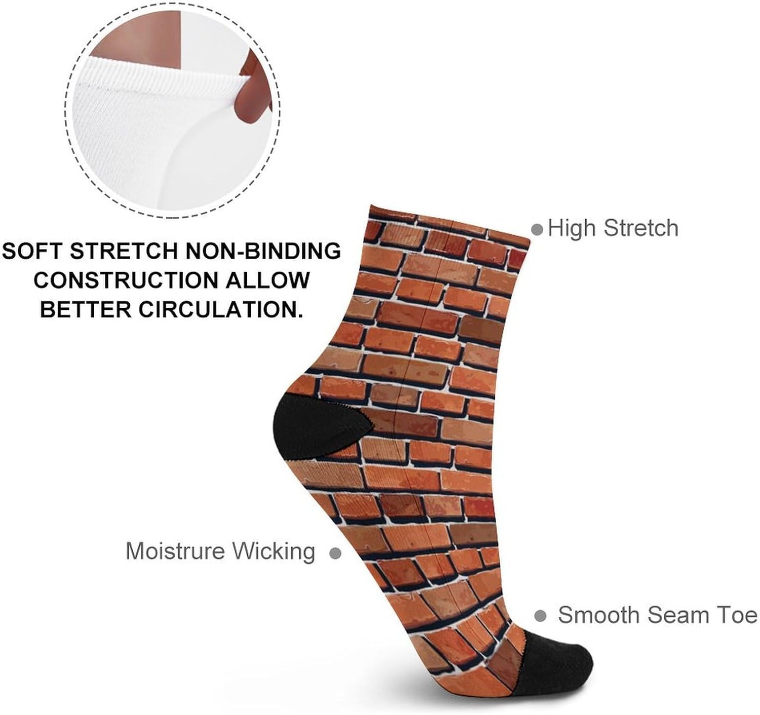 Red Brick Wall Knee High Socks Athletic Long Stockings Sport Casual Crew Tube Sock Boot