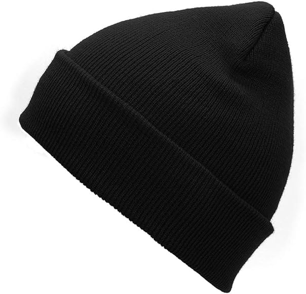 black beanie with yellow smiley face