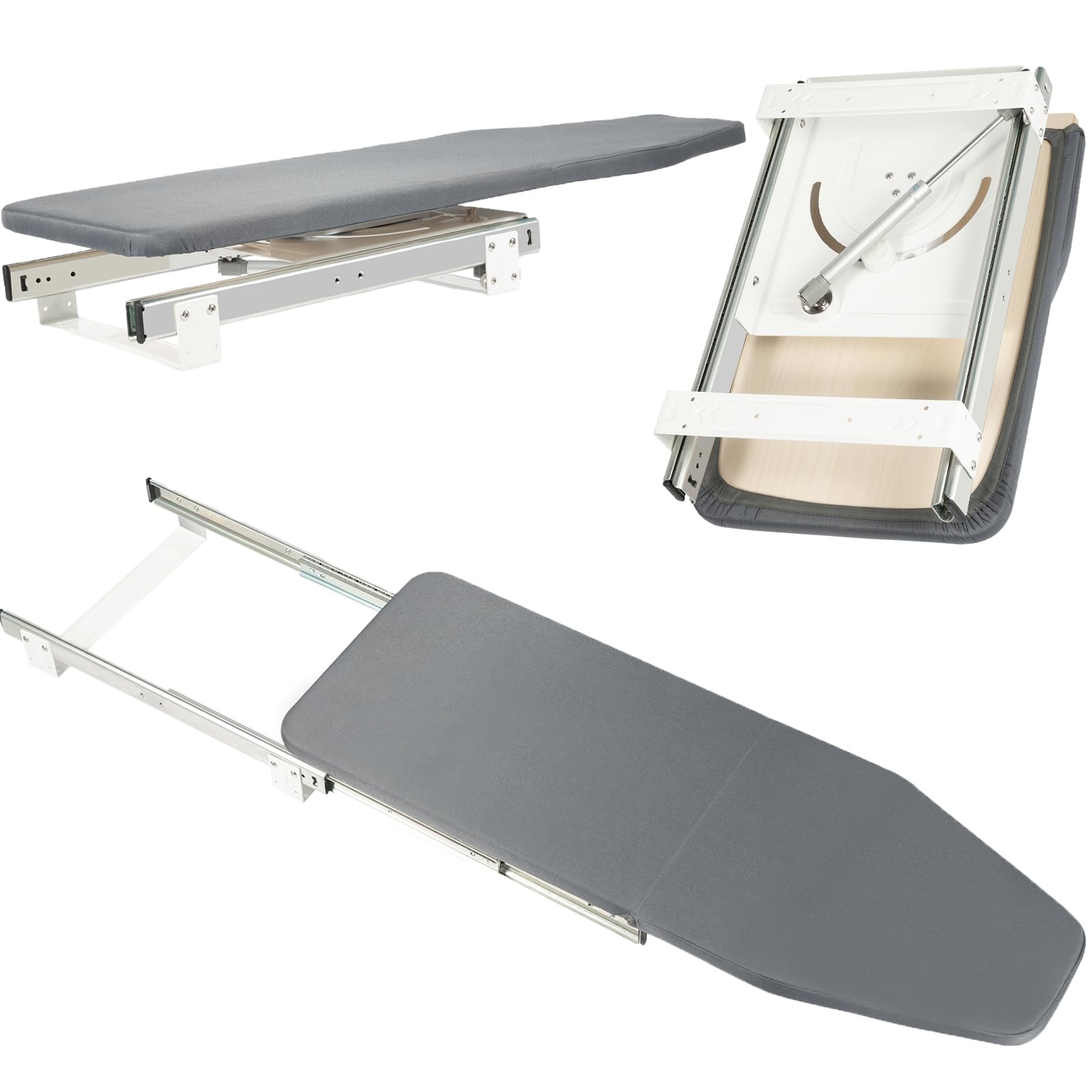Bügelbrett Wandmontage Klappbar mit Hitzebeständigem Bezug, 180° Drehbar Schrankauszug Bügelbrettschrank Ausziehbar Tisch-Bügelbrett, 81×31×15cm für Schlafzimmer Ankleidezimmer Nähzimmer