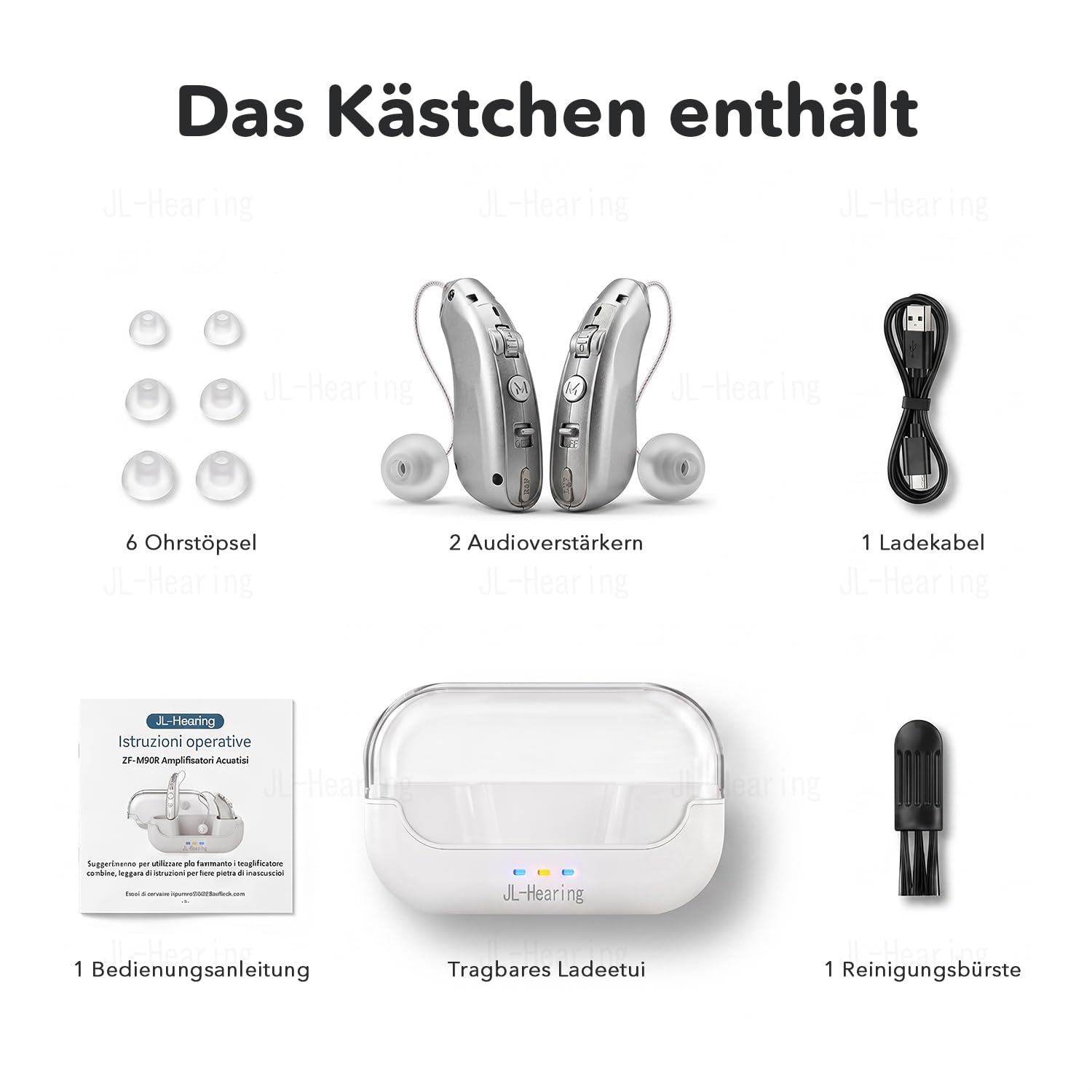 Tonverstärker mit LED-Leistungsanzeige, wiederaufladbar oder für Senioren im Ohr, Tonverstärker mit Geräuschunterdrückung