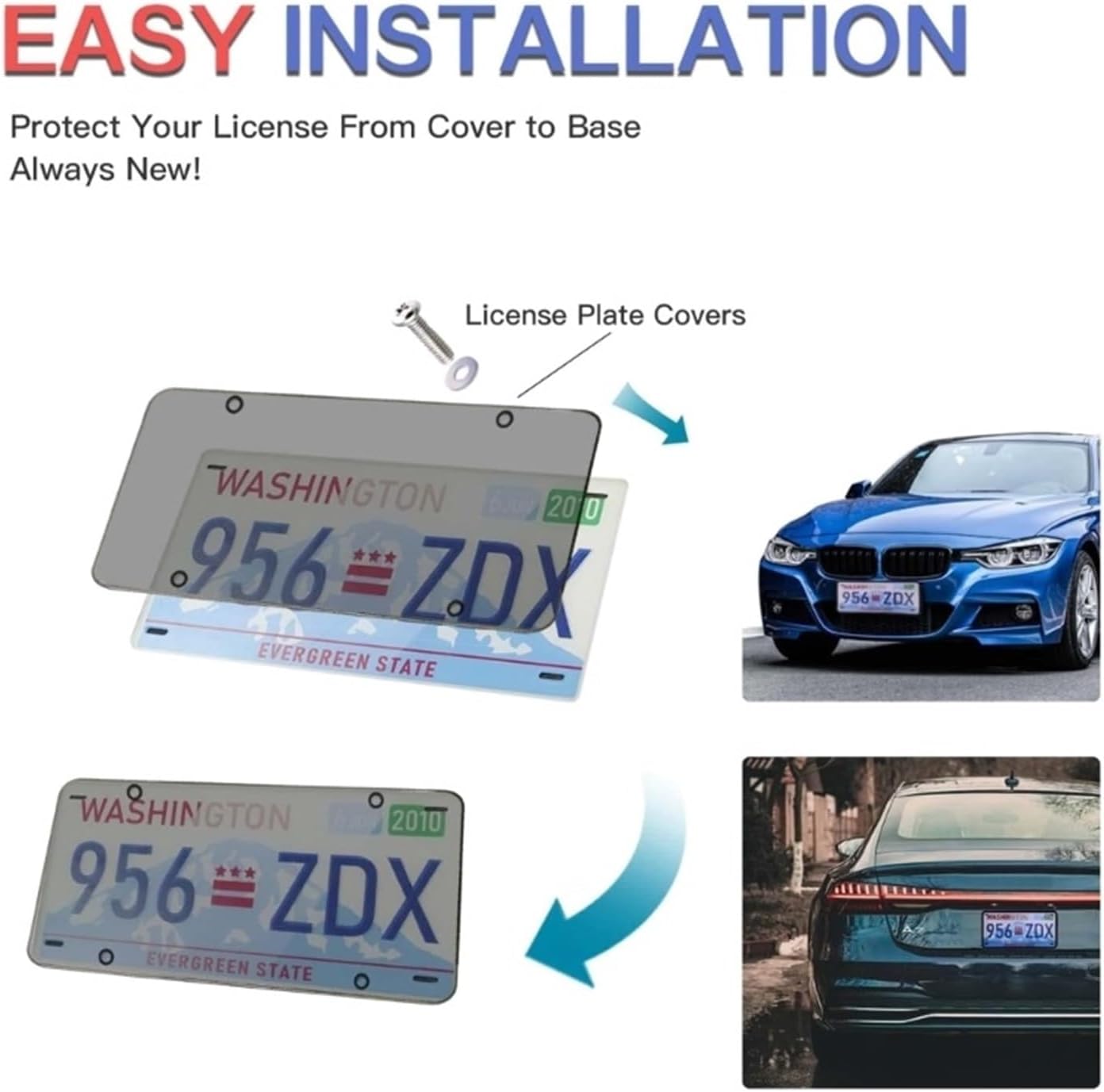 Cover Shield License Plate Frame Truck Exterior Decoration TagsFrame Reflective Anti-Speed Red Light Toll Camera Stopper(Black)