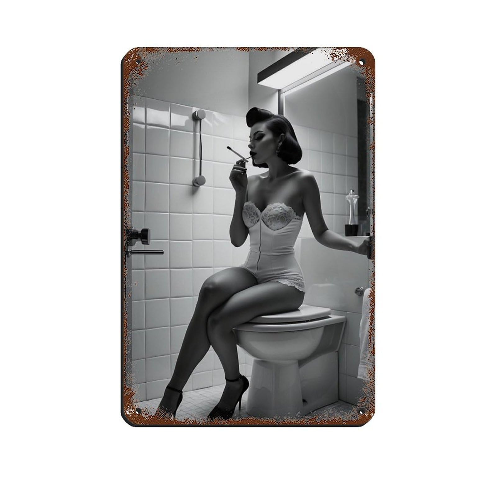 Vintage Glamour Elegant Woman Retro Poster Metal Tin Sign Chic Art Retro Iron Painting Bar People Cave Cafe Family Garage Poster Wall Decoration 8x12inch(20x30cm)