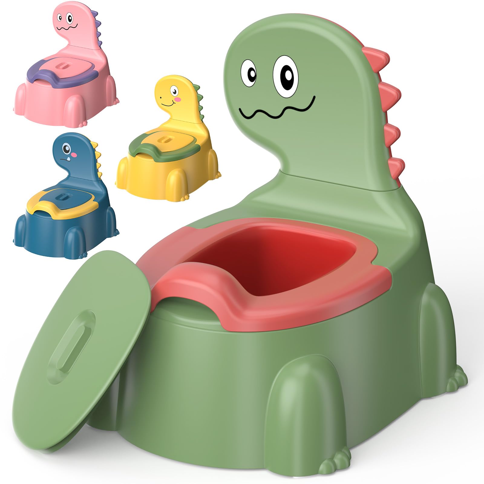 Potty Training Toddler Toilet,Baby Potty Chair for Kids Boys Girls,Dinosaur Portable Potty Toddlers Toilet Seat Potties Trainer with Lid Splash Guard Non-Slip Removable Bowl for 1-6 Year Old (Blue)