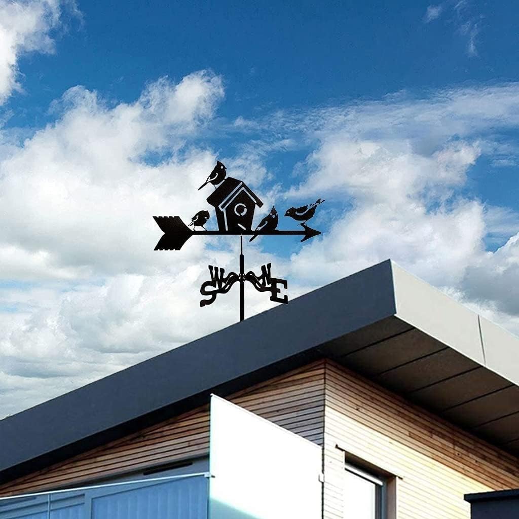 Weather Vane Ornament,Cast Iron Weathervane Weathervane with Mounted Roof, Weathervane Wind Blown Flying Roof Garden Metal Decorations