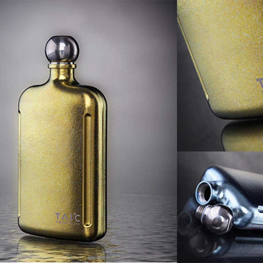  | TAIC Hip Flask, Made of Pure Titanium ,226 ml (8 fl oz),Suitable for Carrying Alcohol,Weight Ultralight 85g(0.19LB), for Climbing Camping Barbecue Bar Party(Silver): Flasks