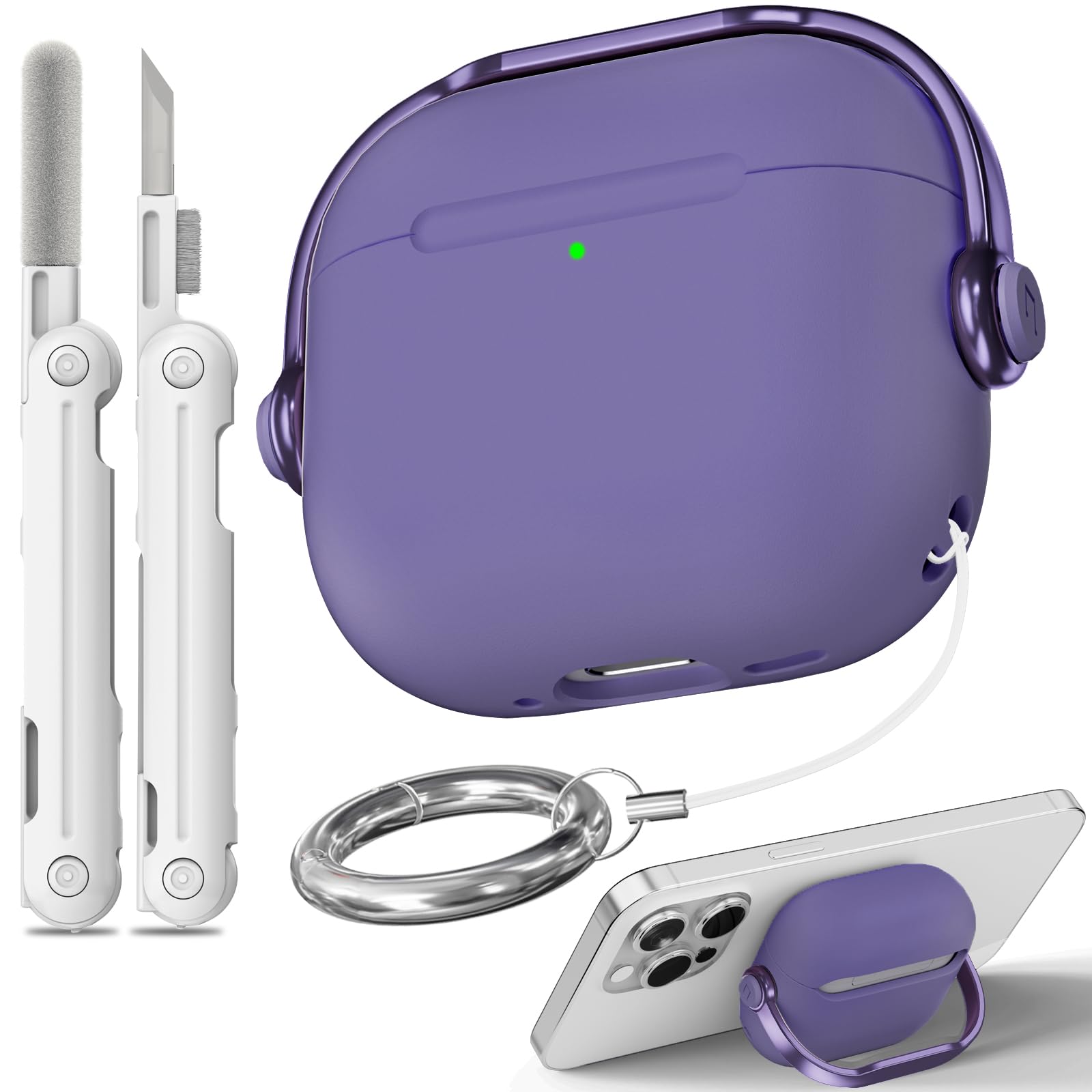 with Safety Lock for Airpods 4 Case, TPU Case for Apple Airpods 4 Case 2024 USB-C with Cleaner Kit, Drop Protection Airpods 4 Case Cover with Lock and