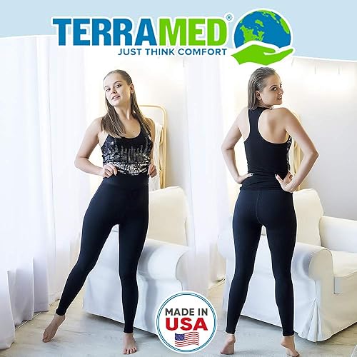 Miniatura 2 de Leggings de microfibra de compresión graduados sin pies extra firmes para mujer (20-30 mmHg) con control superior, Negro -