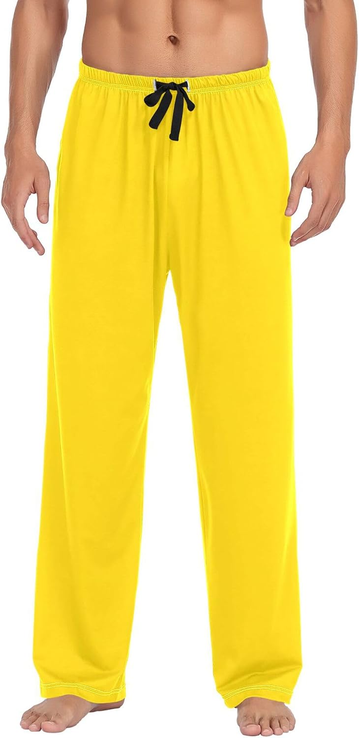 Gold Men's Pajama Pants,Lounge Pants Pajama Bottoms with Pockets Drawstring,Men Sleep PJ Pants S
