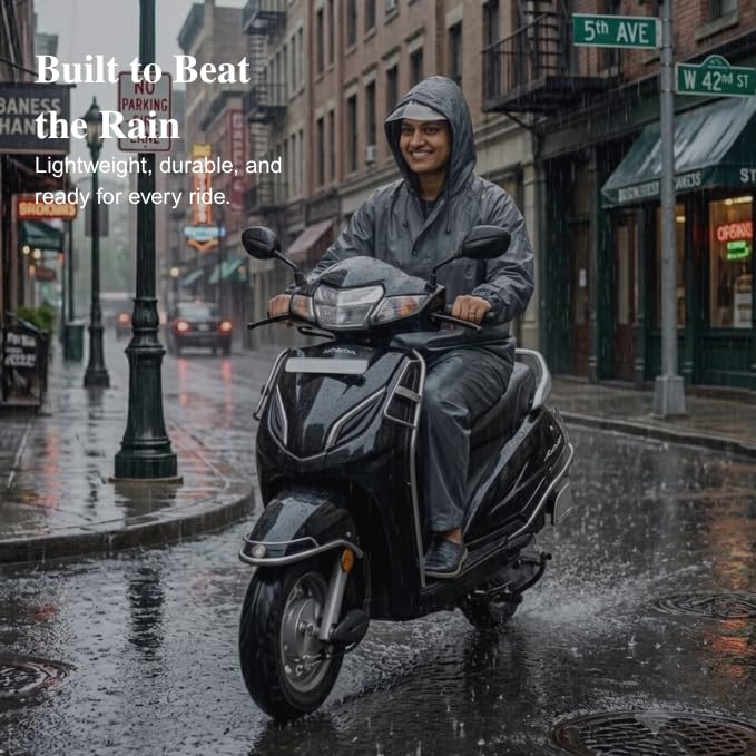 Image of GRECIILOOKS Women`s Raincoat | raincoat For women Waterproof with Hood | Rainsuit with Drawstring & heavy duty zippers | rain coat for womens with Transparent Visor
