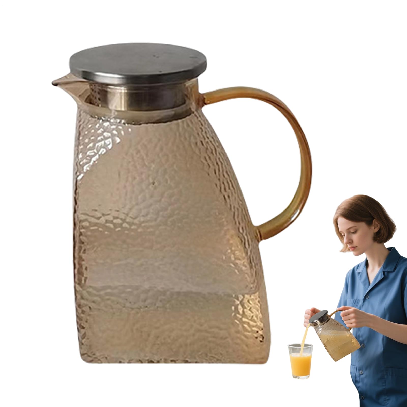 Pichet en verre 1,5 L anti-éclaboussures avec large bec verseur pour jus et boissons