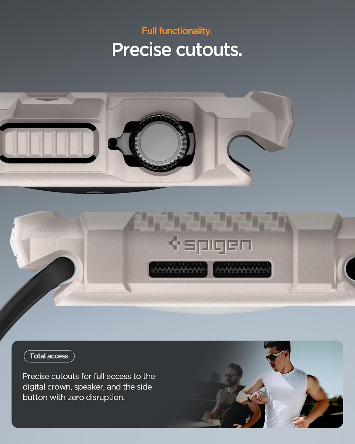 Spigen for Apple Watch Series 11 Case, Rugged Armor Compatible with Series 11/10 42mm Durable Protective TPU Flexible Shock Proof Military Grade Bumper - Dune Beige - Image 7