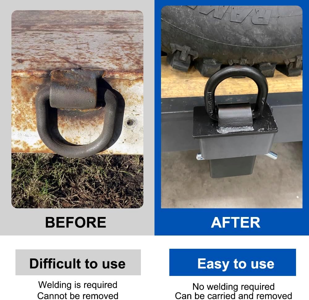 4PCS Heavy Duty Adjustable Stake Pocket D Ring Tie Down Anchor with 1/2" Hitch Pin Fit for Flatbed Trucks and Trailers with Standard 2" x 4" Stake Pockets,16200LBS - Image 3