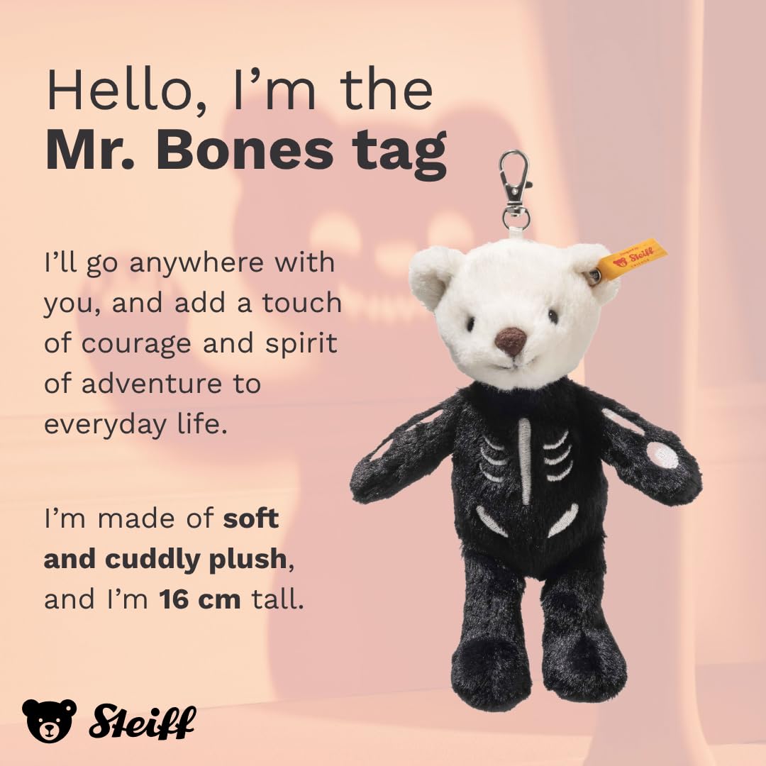Steiff cuddly toy Mr. Bones Teddy Bear keyring, cute stuffed toy, children, boys & girls, Friends, 16 cm, multi-coloured, 112720 - Image 2