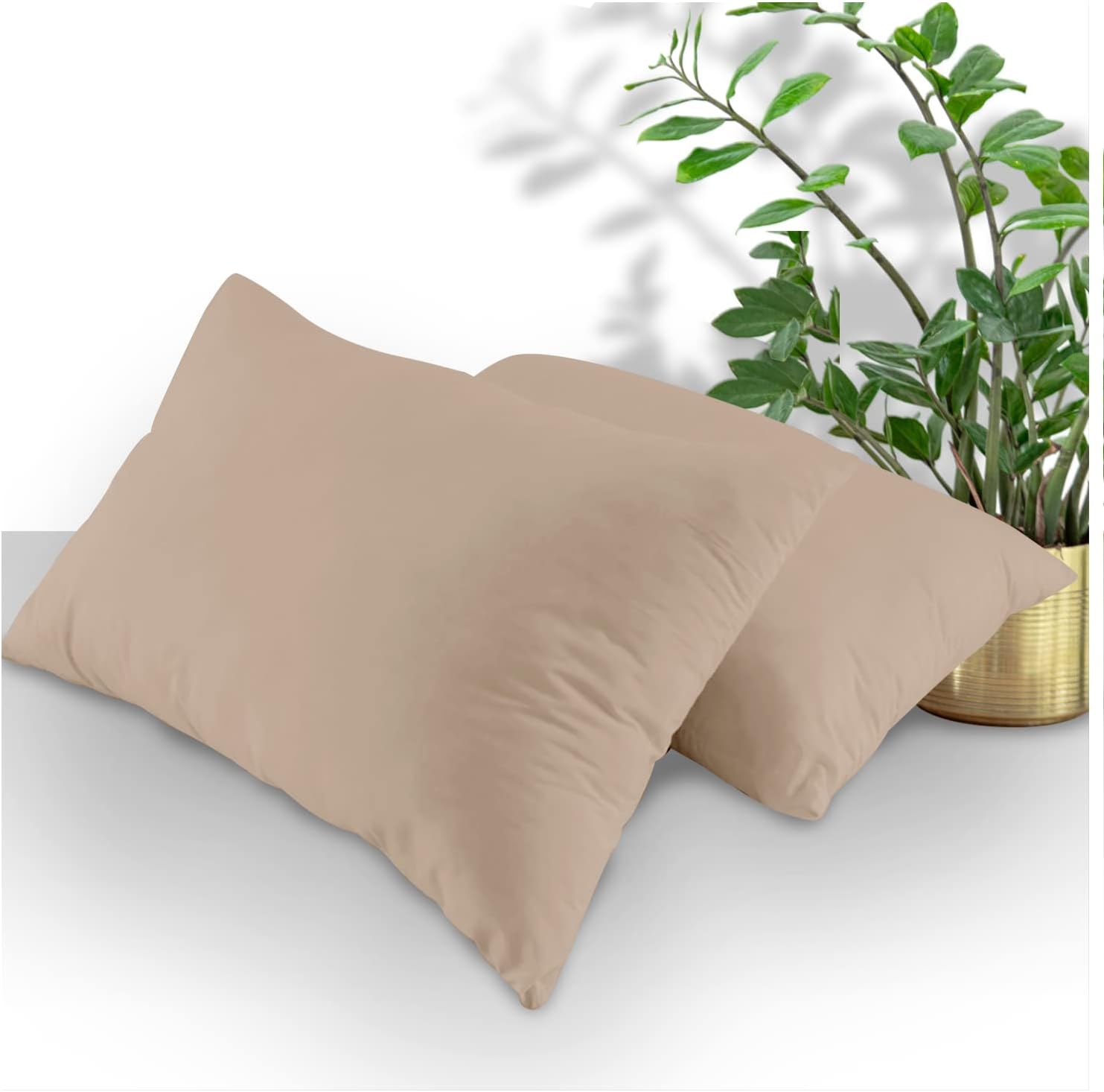 GC GAVENO CAVAILIA Housewife Pillowcases 2 Pack, Breathable Standard Pillow Cases, Plain Pillow Covers With Envelop Closure, Natural, 74X48 Cm, 708698