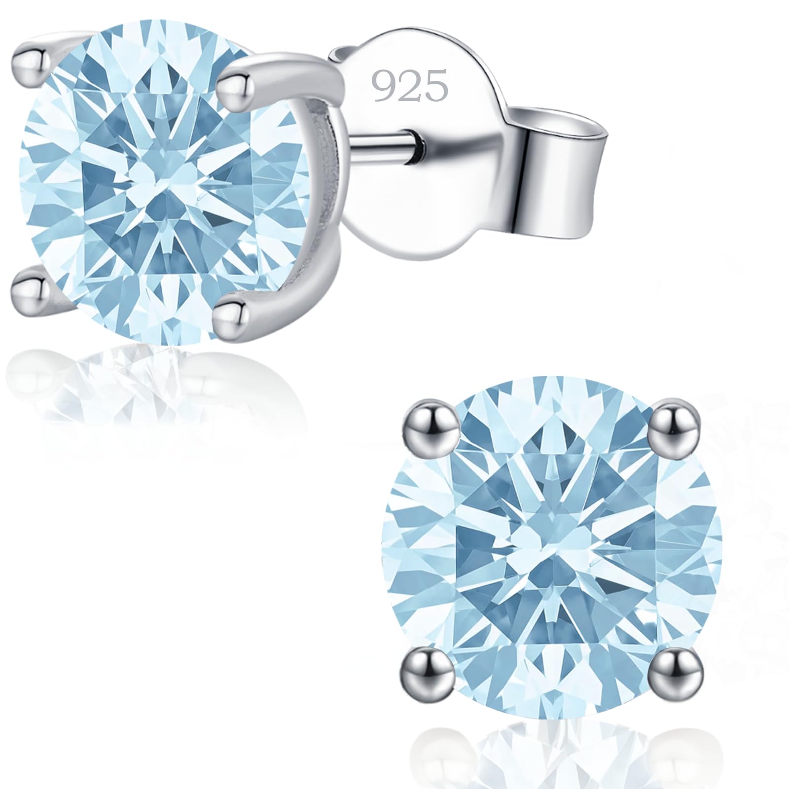 LAVUMO Ohrringe Silber 925 Stecker,14 K Gold/Weißgold Plattiert Echt Silber Ohrringe Damen Herren 0,3 Ct – 2 Ct Zirkonia Ohrstecker Hypoallergenes Schmuck Geschenk Für Frauen Herren Geburtstag