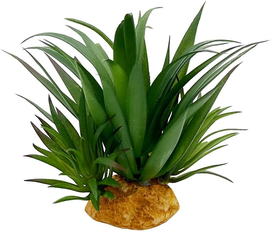 Smoothedo-Pets Reptile Artificial Plants Succulent Terrarium Decorative Desert Rainforest Plant Lizard Beard Chameleon Gecko Snake Amphibious Sea Turtle Tank Accessory (Agave-Set)