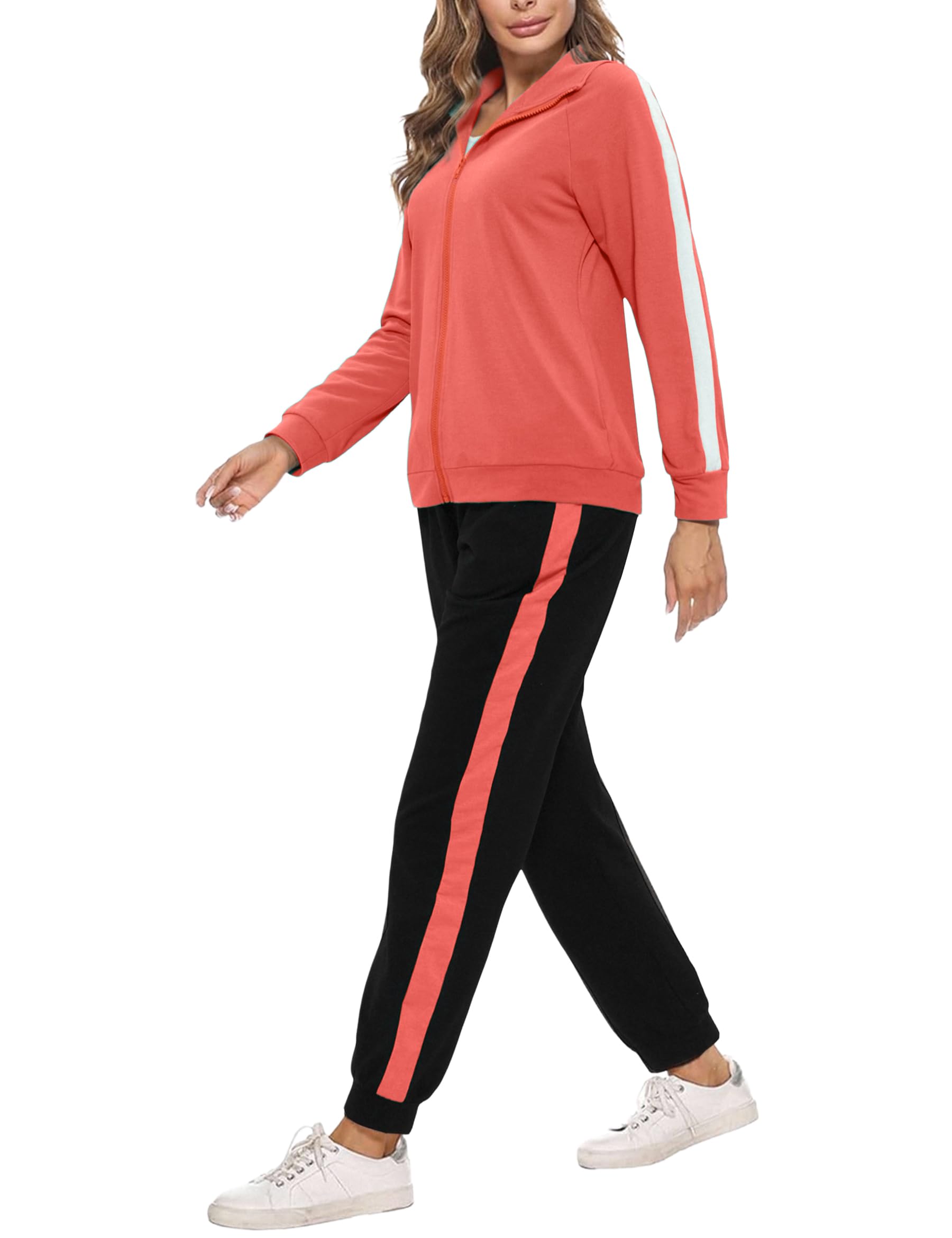 Demegimi Jogginganzug Damen Set mit Reißverschlussjacke und Jogginghose Loungewear für Fitness Freizeit Gym Running Yoga Sportbekleidung