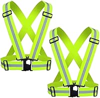 CEZMKIO Reflective Safety Vests 2 Pack - High Visibility Adjustable Elastic Straps for Running, Cycling, Walking & Night Safety