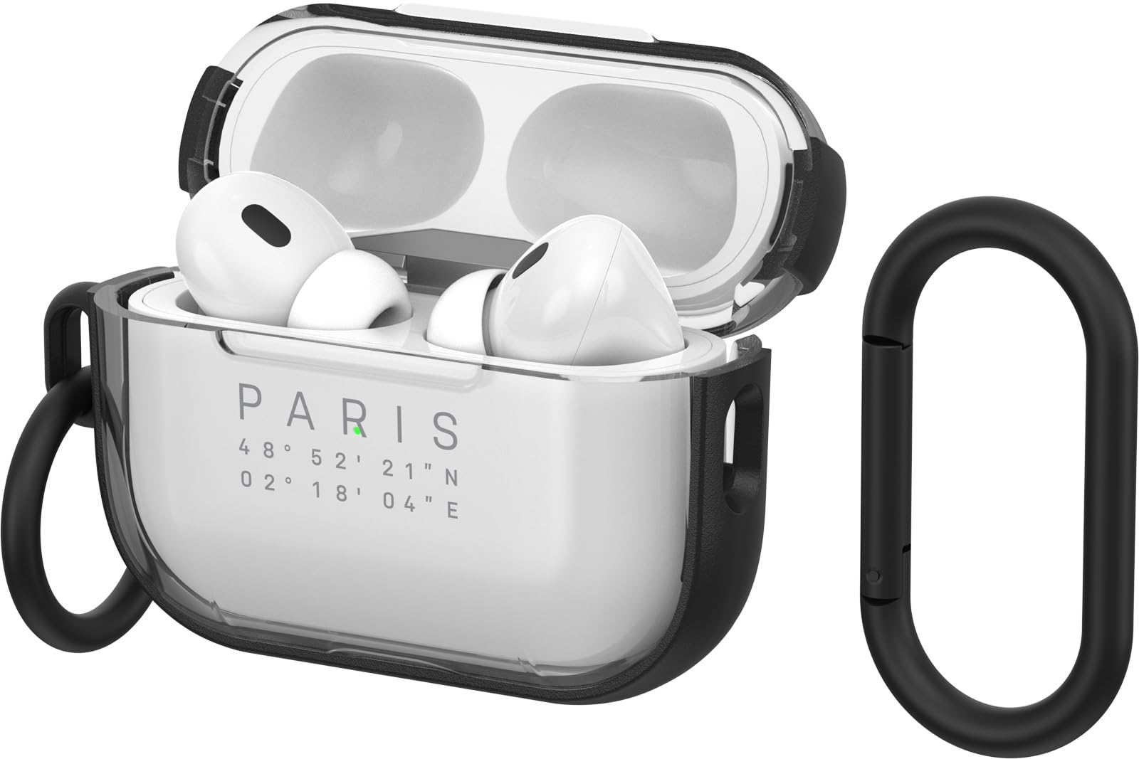 OtterBox Clear Series Etui na słuchawki AirPods Pro (Pro 2), Odporny na wstrząsy i upadki, bardzo cienki, odporny na zarysowania futerał ochronny z karabińczykiem na Apple AirPods, Paris