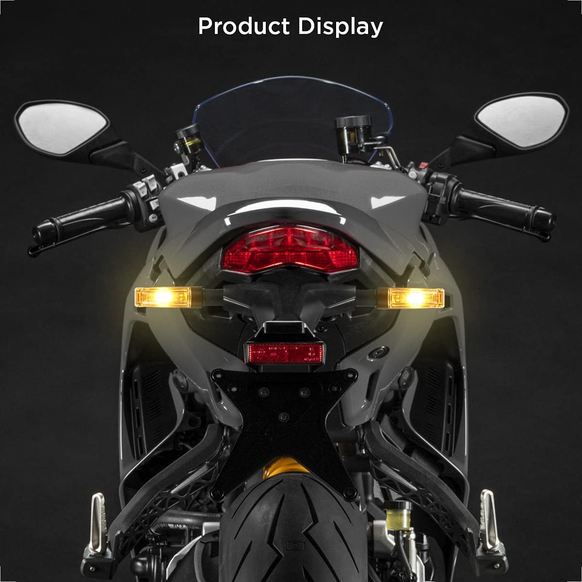 evermotor Universal 4 Pieces Motorcycle LED Turn Signals Motorbike Scooter Front Rear Blinkers E-approved Aluminum Shell with Beautiful Surface Treatment IP67 Waterproof