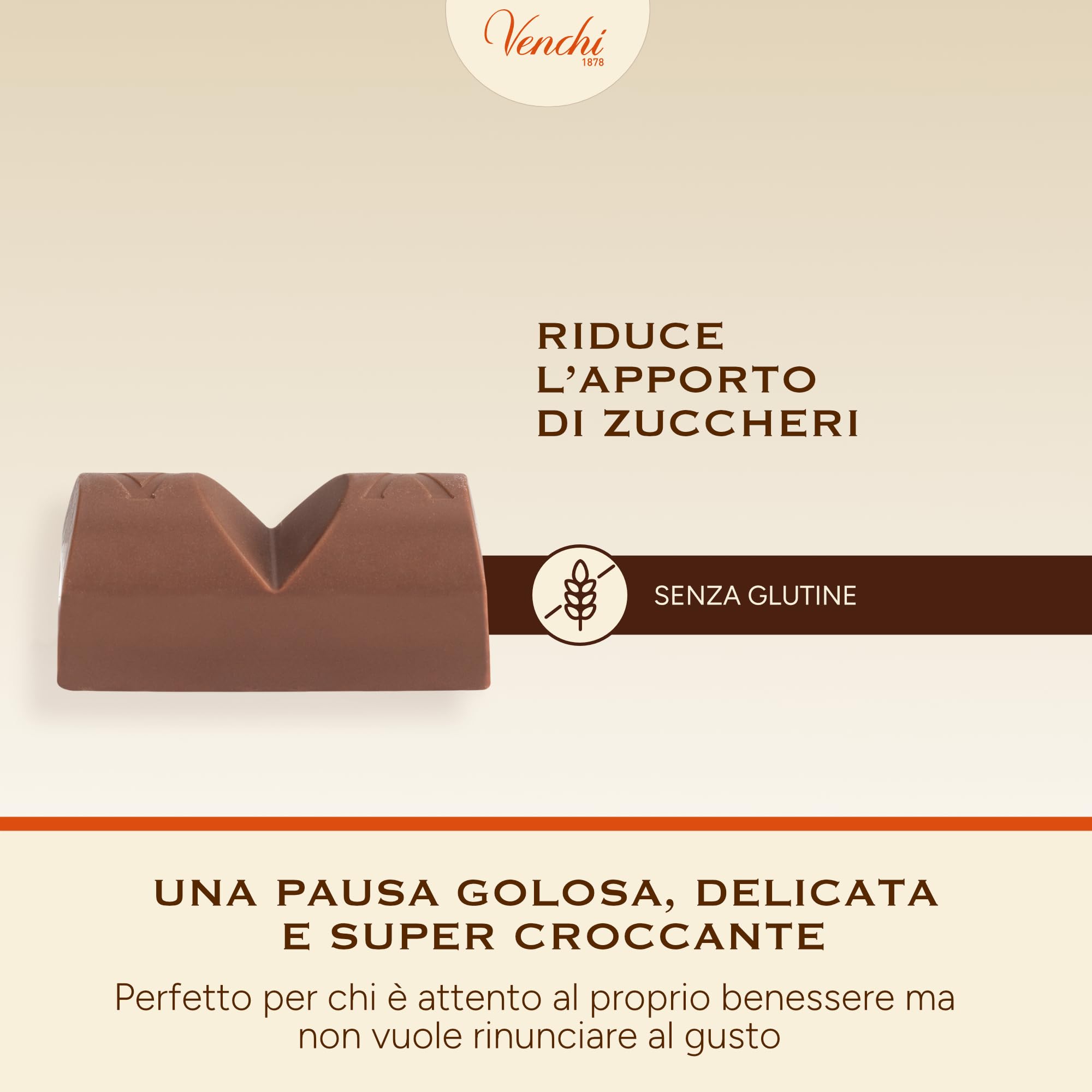 Venchi - Lingottino Nocciolato Latte -70% di Zuccheri - Cioccolatino con Nocciole Piemonte IGP intere, 1 kg - Senza Glutine