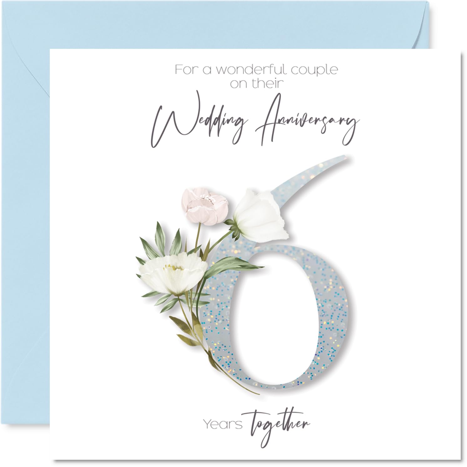 6th Anniversary Card for Women Men - Fancy Floral Flowers - Happy 6 Year Anniversary Card for Sister Daughter Family Friends, 145mm Wedding Anniversaries Greeting Cards