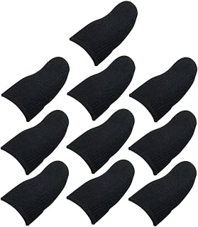 10 Pcs Gaming Finger Sleeves for Mobile Phone, Elastic Black Covers | Anti Sweat, Touch Screen Use, Fits Hands, Mobile Gaming Accessory