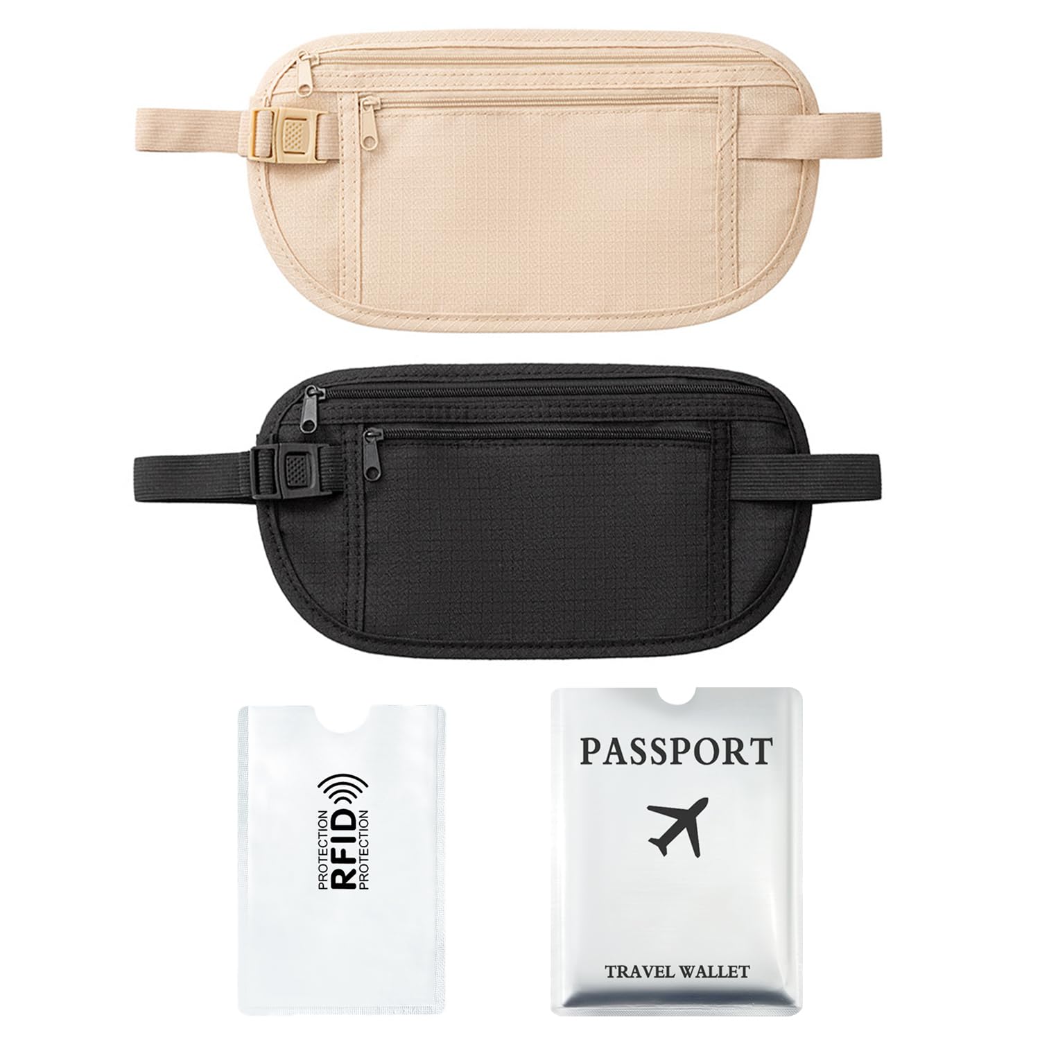 2 Tasche Antifurto, 1 Porta Passaporto Anti-Smarrimento In Argento, 1 Porta Carte Anti-Smagnetizzazione, Tasche Per Cellulare Regolabili, Custodia Protettiva Per Carte Di Credito Antifurto.