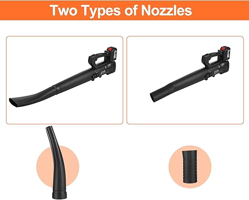 Miniatura 7 de Hancaner Soplador de hojas inalámbrico, soplador eléctrico de hojas de 20 V con 2 baterías de 3.0 Ah y cargador, 6 velocidades 332CFM 150 MPH,