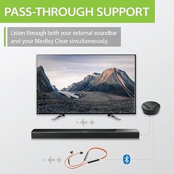 Avantree Medley Clear Wireless Earbuds for TV with Transmitter and Dock | Clear Dialogue, Enhanced Volume, Soundbar Passthrough, 20-Hour Battery Life, and a Comfortable Neckband
