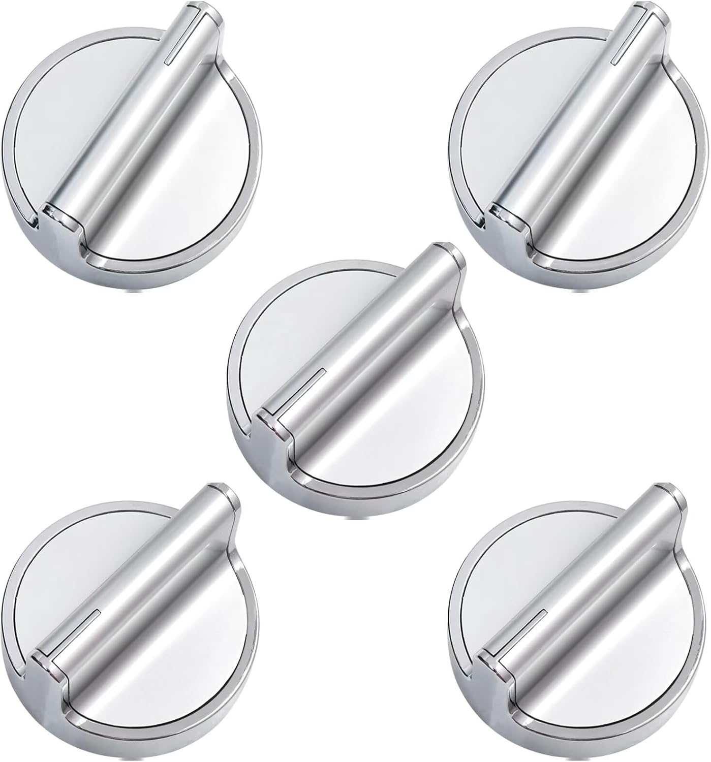 New Version W10594481 5X Gas Range Stove Knobs Replaces for Whirlpool Range/Oven WCG97US6DS00 WCG97US0DS00 - W10594481 Stainless Steel Cooker Stove Control Knobs Replaces AP6023301