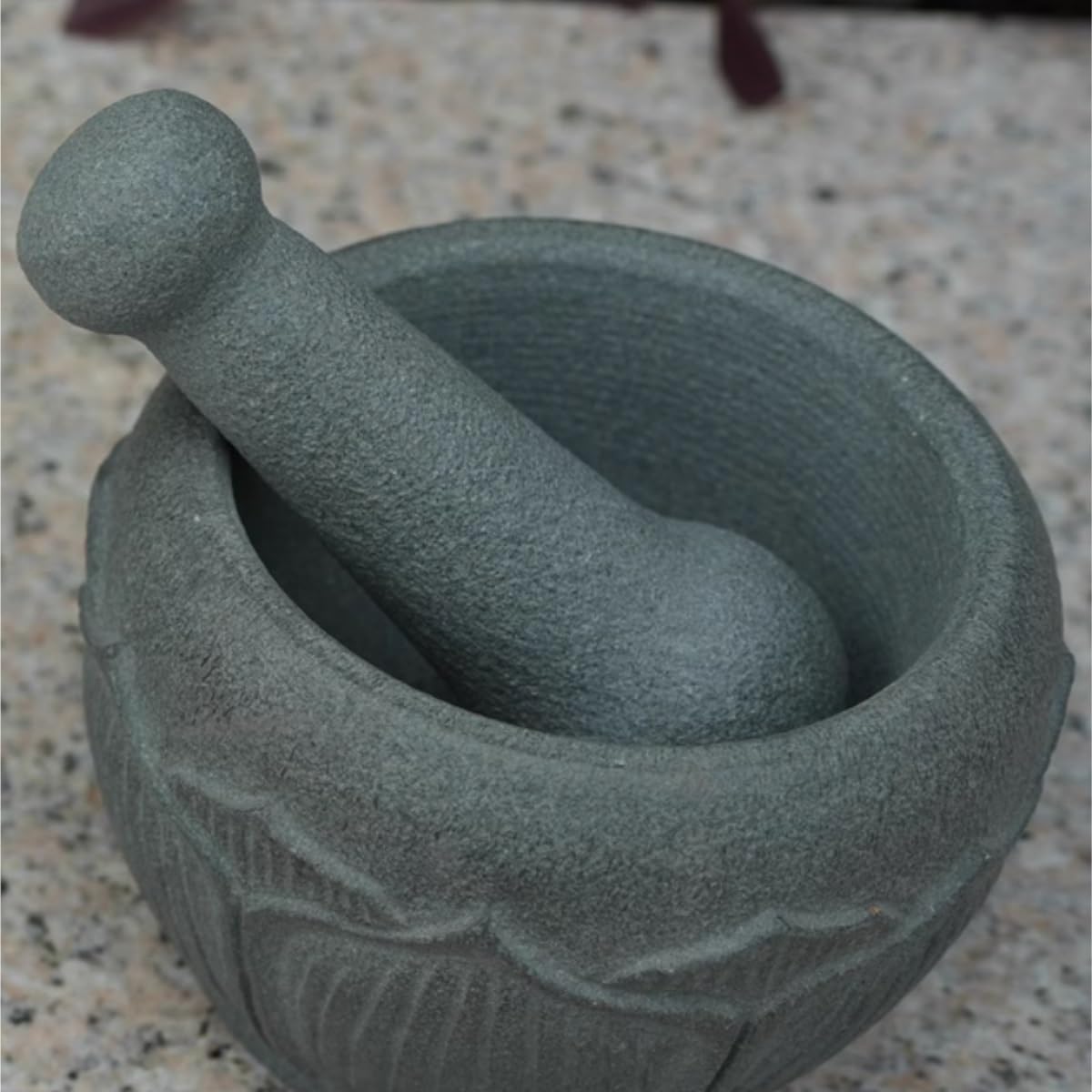 Zestaw Moździerza I Tłuczka Akcesoriów Kuchennych Rzeźbiony Zabytkowy Kamienny Moździerz Kruszarka Bluestone Grinder Pounding Jar Pestle Set Jadalnia