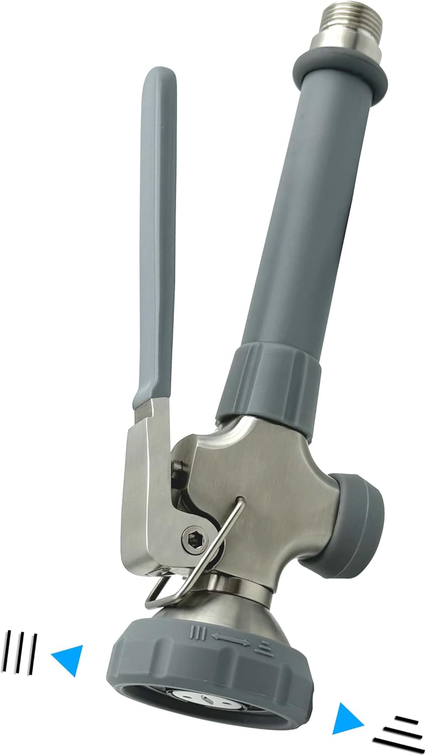 Achelous Pre Rinse Spray Valve Head Dual Function, Commercial Sink Faucet Sprayer Head with Grip Handle, High Pressure Dish Sprayer Nozzle for Commercial Kitchen Faucet Replacement (Grey)