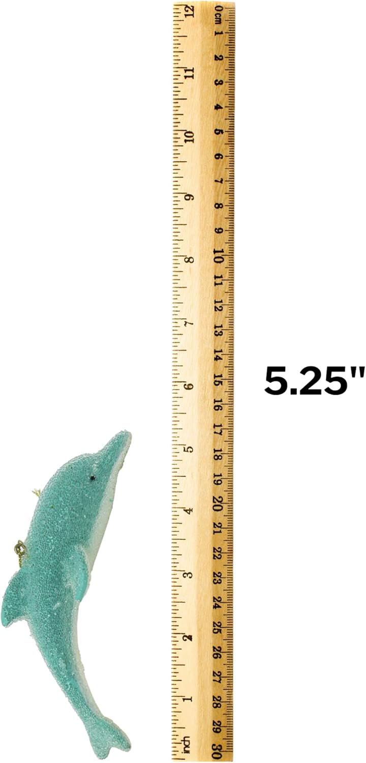 Needzo Aqua Blue Dolphin Christmas Tree Ornament, Festive Ornaments for Nautical Xmas, Hanging Holiday Decoration for Trees and Wreaths, 5.25 inches - Image 2