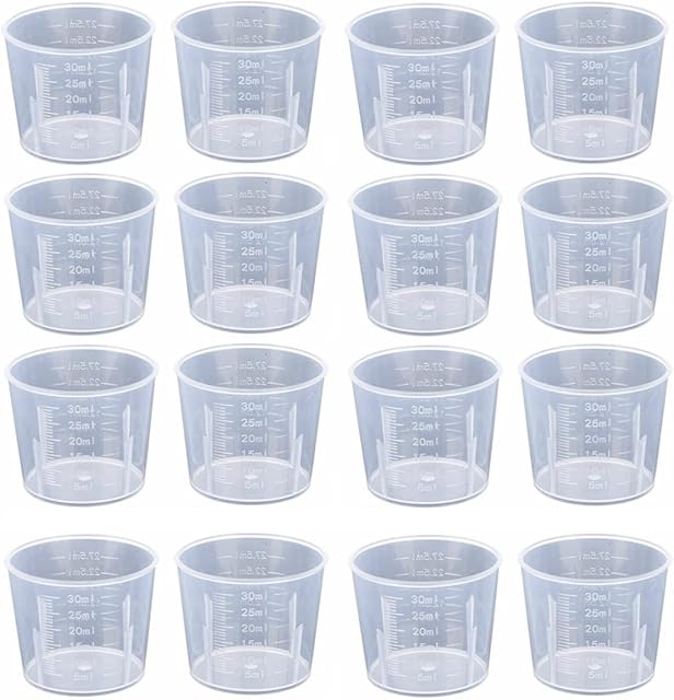 50 PCS 30ml Plastic Mixing Cup Measuring Cups, Measuring Jugs Transparent Reusable Mixing Cup for Mixing Resin Paint Stain Epoxy