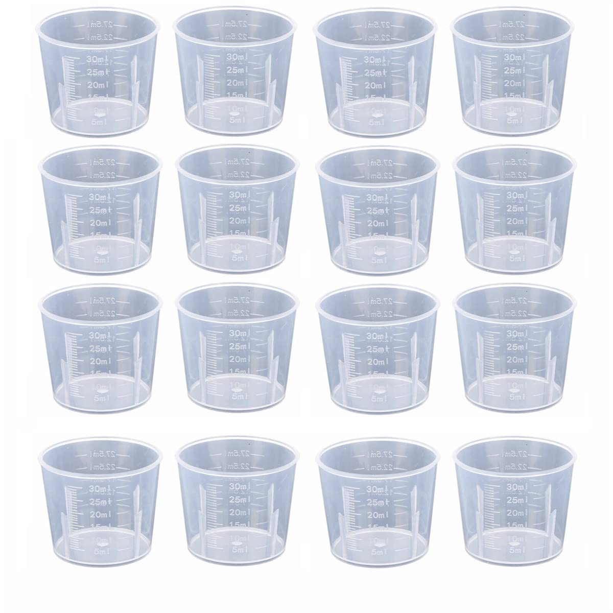 50 PCS 30ml Transparent Plastic Mixing Cups - Reusable Measuring Jugs for Resin, Paint, and Epoxy Mixing(50Pcs 30ml)