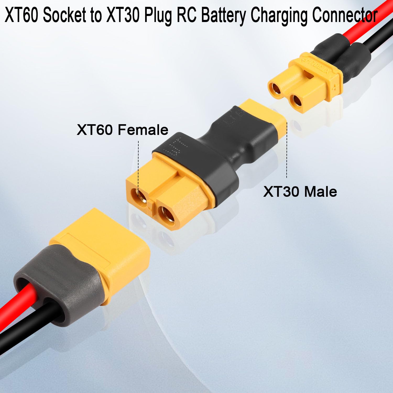 Lot De 2 Adaptateurs XT60 Mâle Vers XT90 Femelle – Connecteur RC Batterie Drone Voiture Modèle