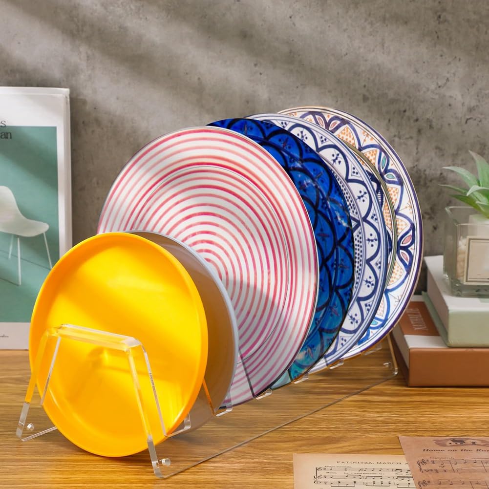 Portapiatti In Acrilico Trasparente - Set Da 12 Pezzi Regolabili Per Esposizione - Foto 3