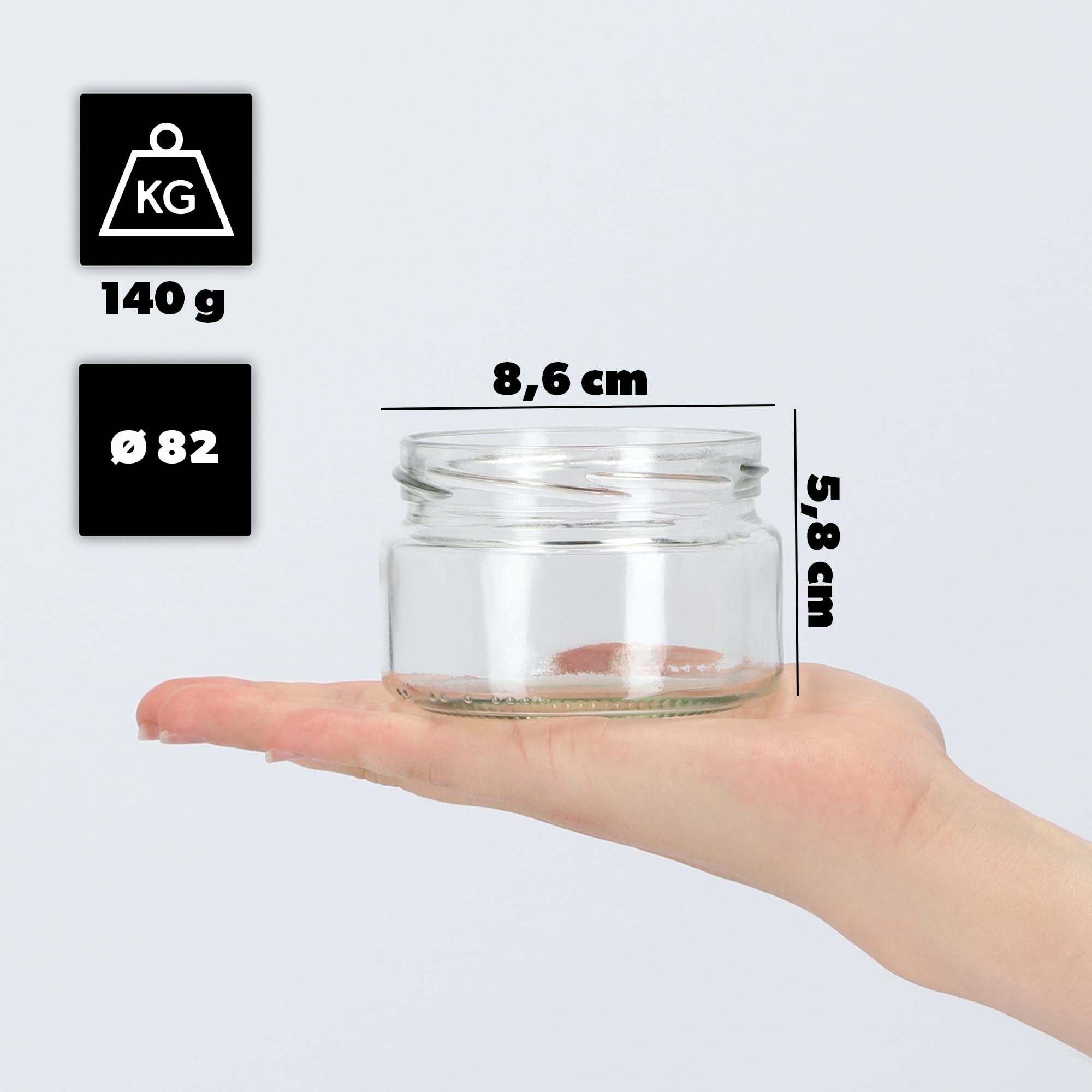 KADAX Barattoli Per Conserve Da 900 Ml – 8 Pezzi Con Tappo A Vite Twist-Off (82 Mm) Per Cetrioli, Marmellate E Sottaceti (Ape Arancione) - 2