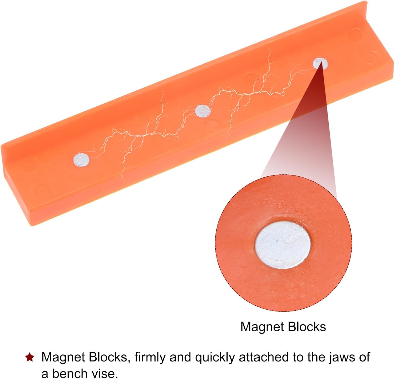 HARFINGTON Magnetic Vise Jaws 6 Inch Magnet Plain Grooves Soft Nylon Bench Jaw Pads Covers Multi-Purpose Protector for Woodworking Jewelry Making Plumbing, Yellow