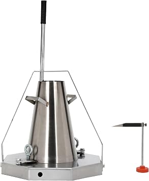 Concrete Slump Cone Test Kit, 12 x 8 Standard Size Industrial Heavy-duty Steel Slump Cone with Tamping Rod, Ruler And Hexagonal Base Plate for Concrete Workability Testing