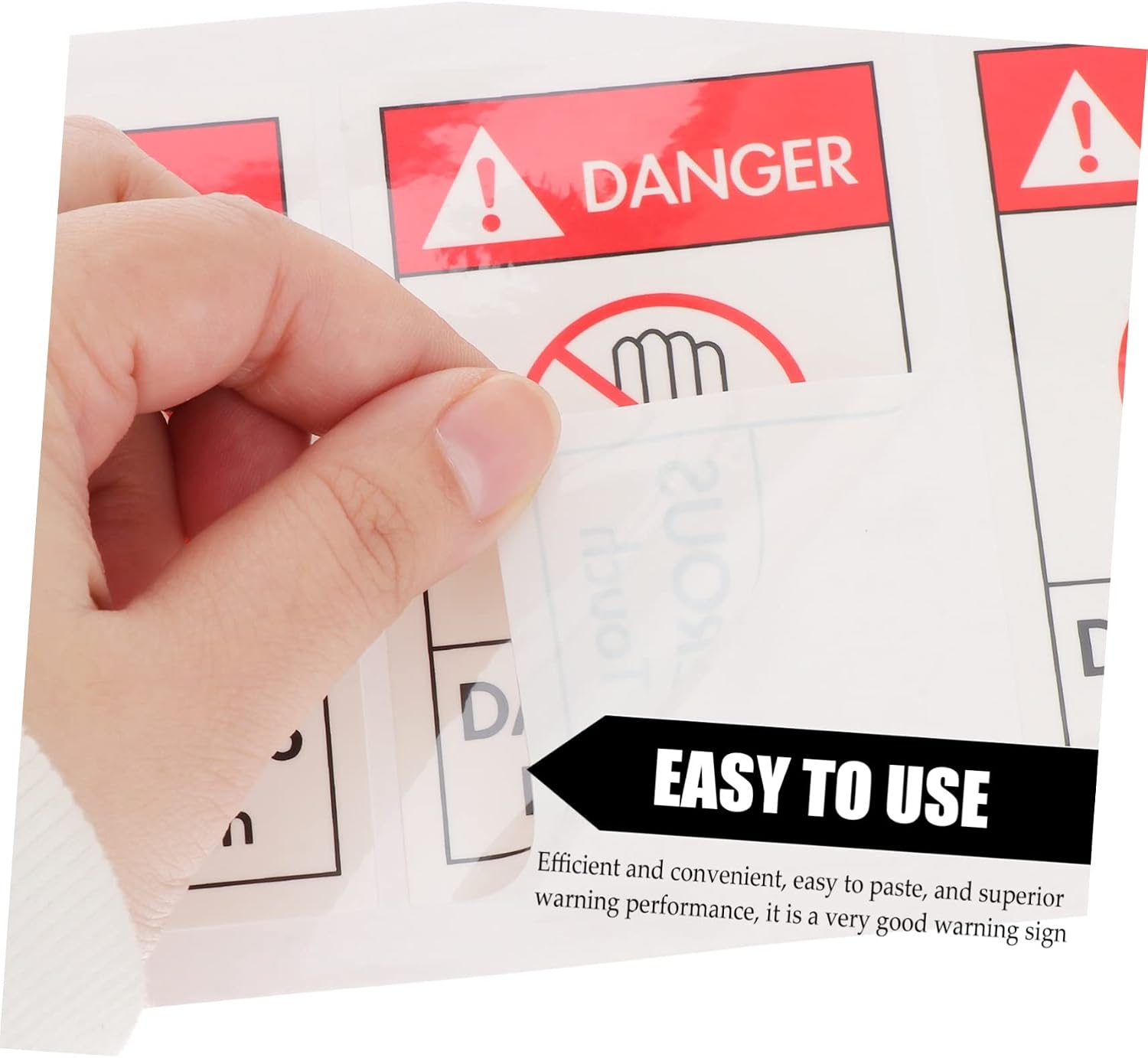4pcs Machine Safety Caution Stickers PP Synthetic Paper Warning Decals