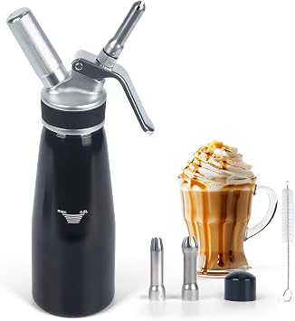 500ml Whipped Cream Dispenser,Aluminum Cream Whipper with 3 Nozzles