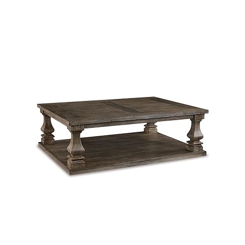 Johnelle Farmhouse Coffee Table with Weathered Gray Finish, Gray