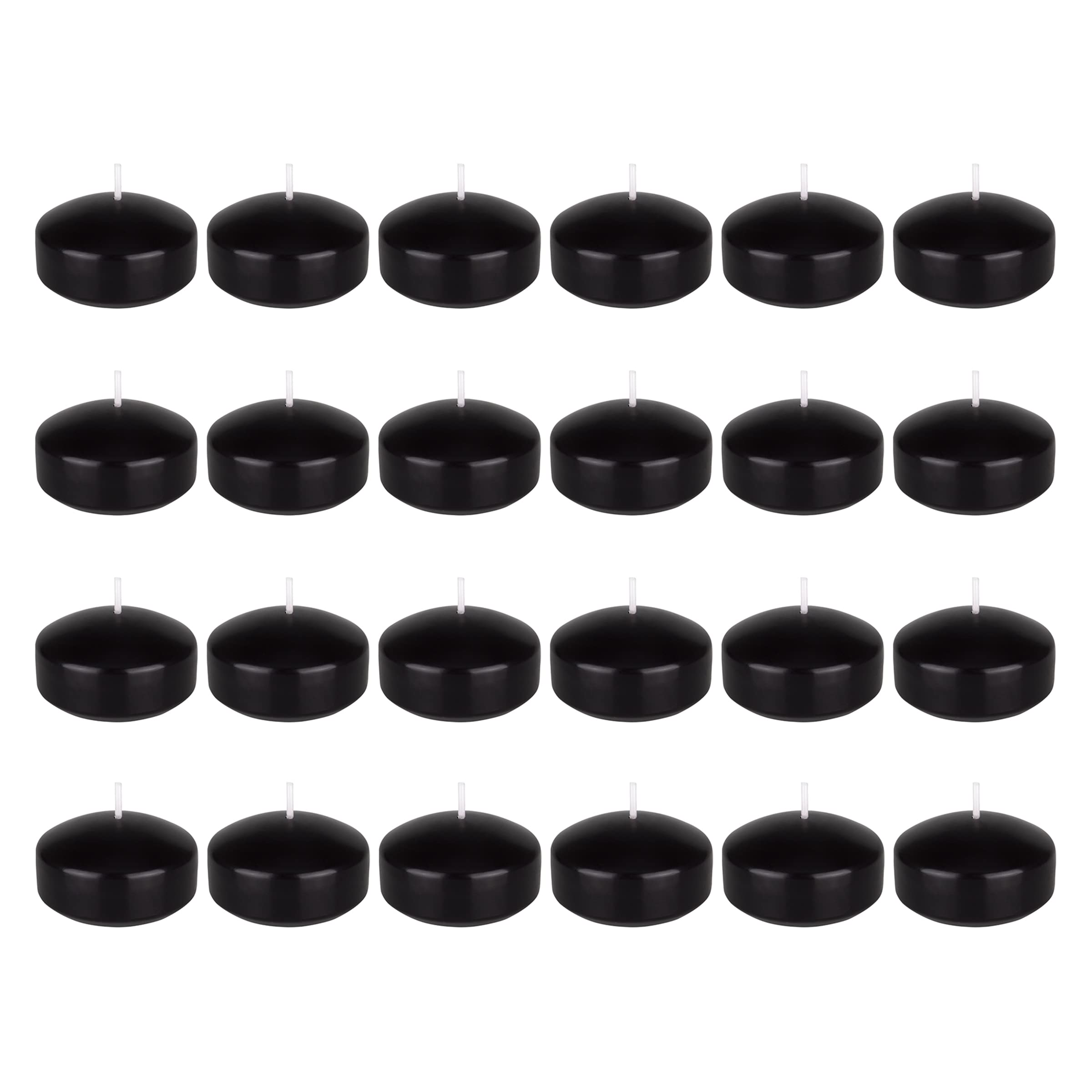 Mega Candles 24 pcs Unscented Black Floating Candles, Hand Poured Wax Candle 2 Inch Diameter, Home Décor, Wedding Receptions, Occasions, Festivities,