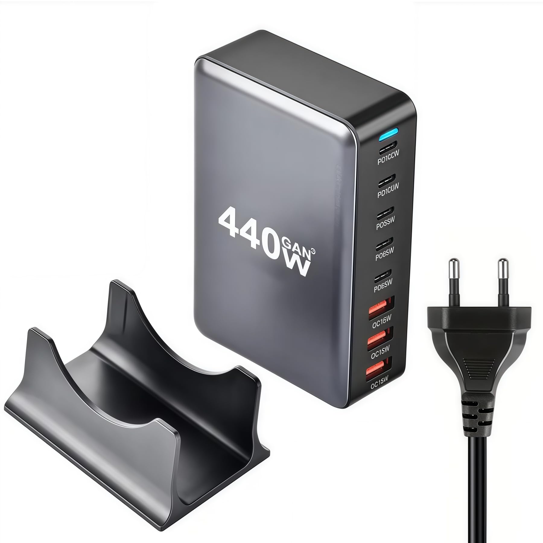 Caricatore USB C da 440 W a 8 porte con doppia porta PD PPS da 100 W, Caricabatterie Rapido con Ricarica Multipla USB-C da 65 W per MacBook Pro/Air/iPad, iPhone 16/15/14/13/12 Pro Max, Samsung ecc