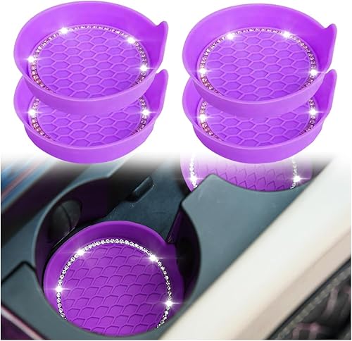 zipelo Portavasos para automóvil, paquete de 4 posavasos universales antideslizantes para vehículos, posavasos de silicona con diamantes de