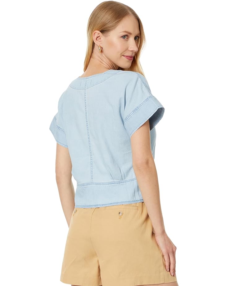 Madewell Denim Pleated Short-Sleeve Top in Doral Wash - #2 of 4