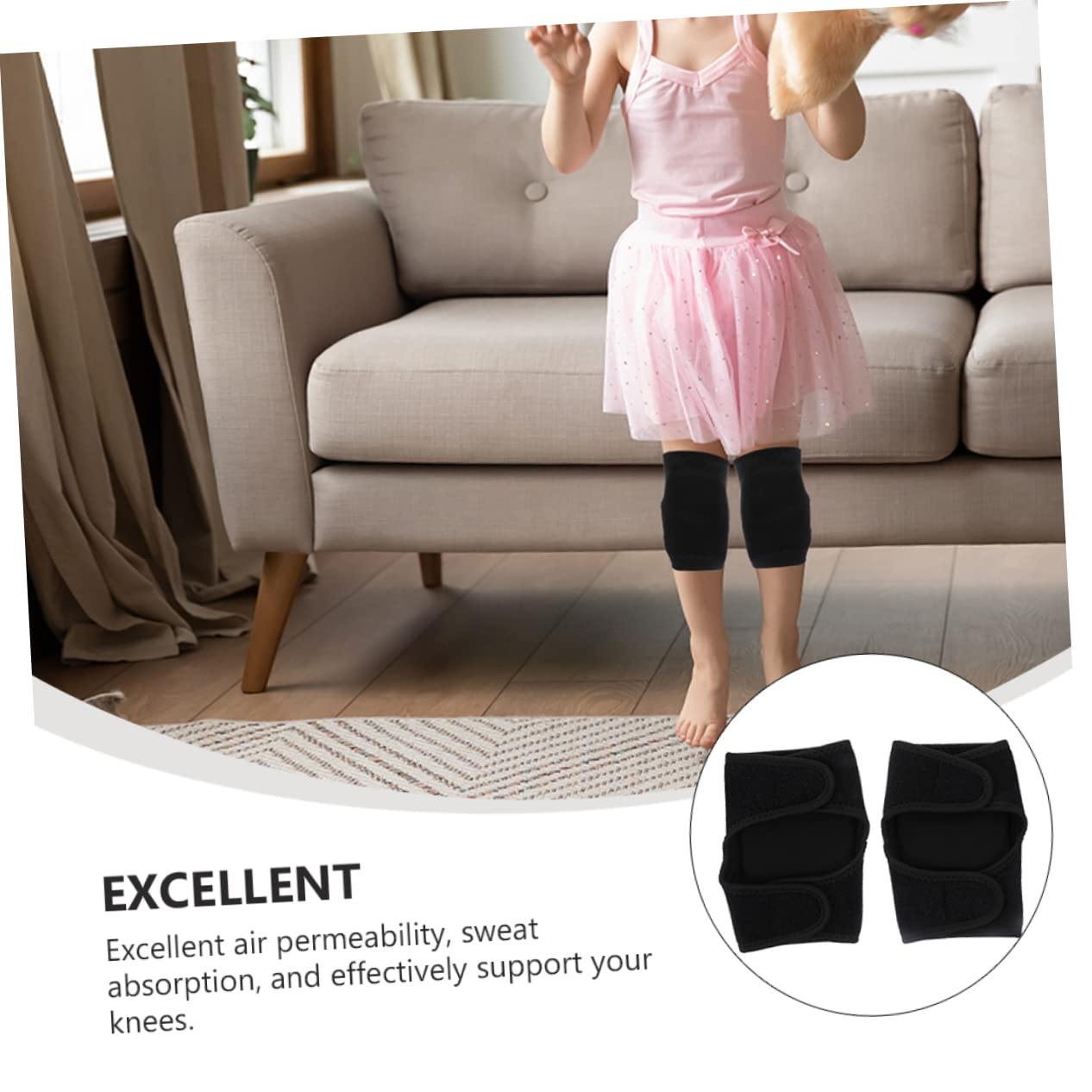 1pair Knee Brace for Adults Boys and Girls Comfortable Protective Knee Pad Elastic Strap for Volleyball Dance Work Black