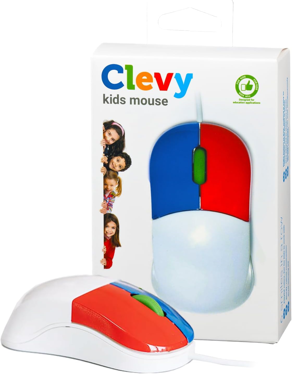 Clevy Kids Mouse and Keyboard Bundle - Spill Proof Large Print Lowercase Kids Keyboard + Matching Kids Mouse Ergonomic USB - Compatible with Win & Mac OS